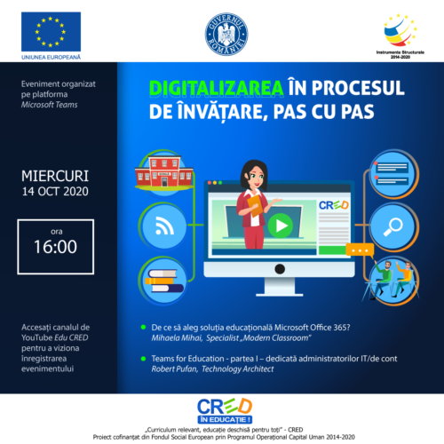 Primul webinar din seria „Digitalizarea în procesul de învățare, pas cu pas”